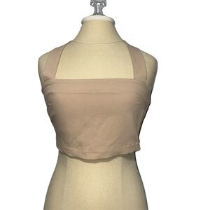 Abercrombie & Fitch Square Neckline Earthy Smocked Back Tan Halter Top Small NWT